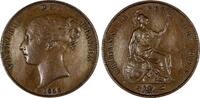 1 Penny GREAT BRITAIN Victoria Copper 1858 BETTER DATE XF KM# 739 (20 742) -