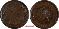 1/2 Cent Netherlands William III Bronze 1885 ch.XF KM# 109.1 (20 461) -