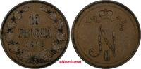 10 Pennia Finland Nicholas II Copper 1910 Mintage-241,000 VF/XF KM# 14 (19 042) -