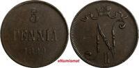 5 Penniä Finland Nicholas II Copper 1899 5 Penniä Mintage-860,000 VF KM# 15 (18 731) -