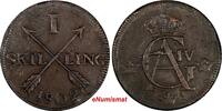 1 SKILLING SWEDEN COPPER 1802 OVERSTRUCK ON 2 ORE S.M. 1743-1768 KM#566 (17 292) -