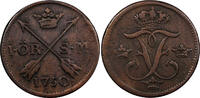 Ore Sweden Frederick I Copper 1750 1 Ore Last Year Type Mint-353,000 KM# 416.1 (59) -