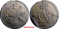 1 SKILLING SWEDEN 1805 OVERSTRUCK ON 2 ORE S.M. 1767 / FULL DATE KM#566(2375A) -
