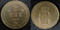 Ore Sweden Oscar II Copper 1879 2 Ore XF KM# 746 (23 141) -