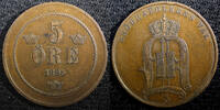Bronze SWEDEN Oscar II (1872-1907) 1895 5 ORE Mintage-529,000 KM# 757 (23 178 ) -