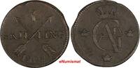 1 SKILLING SWEDEN 1805 OVERSTRUCK ON 2 ORE S.M. 1767 / FULL DATE aVF KM#566 (04) -