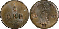Bronze Sweden Oscar I 1858 1/2 Ore High Grade UNC KM# 686 (21 884) -