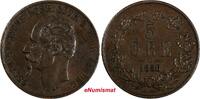 Bronze SWEDEN Oscar I 1858 L.A. 5 Ore ch.XF KM# 690 (20 428) -