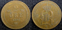 Ore Sweden Oscar II Copper 1890 2 Ore aUNC KM# 746 (23 132) -