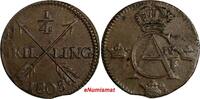 1/4 Skilling SWEDEN Gustaf IV Adolf Copper 1805 Avesta mint XF/aUNC KM# 564 (33) -