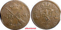 Ore SWEDEN COPPER Adolf Frederick 1762 2 Ore, S.M. Brown VF KM# 461 (2326) -