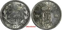 25 Öre Sweden Oscar II Silver 1907 EB aUNC Light Toned KM# 775 (17 387) -