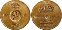 Bronze Sweden Gustaf VI 1959 TS 2 Ore GEM BU Toned KM# 821 (21 950) -