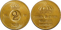 Bronze Sweden Gustaf VI 1956 TS 2 Ore GEM BU Toned KM# 821 (21 957) -