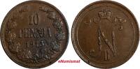 10 Penniä Finland Nicholas II Copper 1915 10 Penniä Mintage-420,000 XF KM# 14 (18 745) -