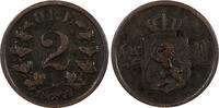 Bronze Norway Oscar II 1877 2 Ore Norwegian Lion BETTER DATE VF KM# 353 (20 837) -