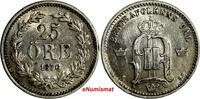 Ore SWEDEN Oscar II Silver 1876 ST 25 Ore XF KM# 738 (15 570) -