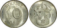 10 Öre SWEDEN Gustaf V Silver 1917 W WWI ISSUE UNC KM# 780 (21 913) -