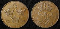 5 Öre Sweden Gustaf V Bronze 1915 Choice XF KM# 779.2 (20 618) -