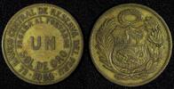 1 Sol PERU Brass 1944 WWII Issue KM# 222 (30 053) -