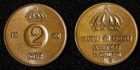 Bronze Sweden Gustaf VI Adolf 1960 TS 2 Ore GEM BU KM# 821 (30 199) -