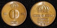 Bronze Sweden Gustaf VI Adolf 1962 U 1 Ore GEM BU Toned KM# 820 (30 228) -