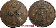 Sweden Adolf Frederick Copper 1767 2 Ore, S.M. Low Mintage-467,000 KM461 (6313) Uncertified