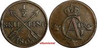 1/2 Skilling SWEDEN Gustaf IV 1803  OVERSTRUCK on 1 Ore (1730-1767) KM565 (15067) Uncertified