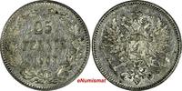 Finland Nicholas II Silver 1909 L 25 Penniä KM# 6.2 (17 282) Uncertified
