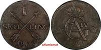 1 SKILLING SWEDEN COPPER 1802  OVERSTRUCK ON 2 ORE S.M. 1743-1768 KM#566 (17 292) Uncertified