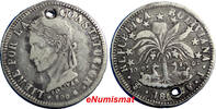 Bolivia 4 Soles Bolivia Silver 1860 FJ One Year Type VF Holed SCARCE KM# 139 (4838) -