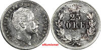 Sweden Ore Sweden Oscar I Silver 1859/8 25 Ore SCARCE OVERDATE aUnc Toning KM# 684 (9891) -