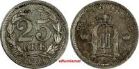 25 Öre Sweden Oscar II Silver 1899 EB  Large Letters XF- aUNC KM# 739 (17 383)