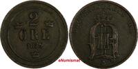 Bronze Sweden Oscar II  1879 EB 2 Ore Large Letters KM# 746 (17 901) Uncertified