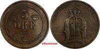 Bronze Sweden Oscar II  1892 5 Ore Large Letters Variety KM# 757 (17 811) Uncertified