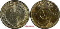 25 Öre Sweden Gustaf V Nickel-Bronze 1940 G  aUNC KM# 798 (17 991)
