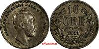 10 Öre Sweden Carl XV Adolf Siver 1871 ST  Last Year Type XF KM# 710 (18 103) Uncertified