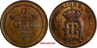 2 Öre Sweden Oscar II Bronze 1907  aUNC KM# 769 (18 447)