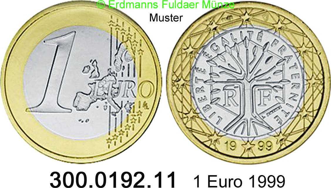 Frankreich 1 Euro 1999 Kursmünze. 300.0192.11 unc