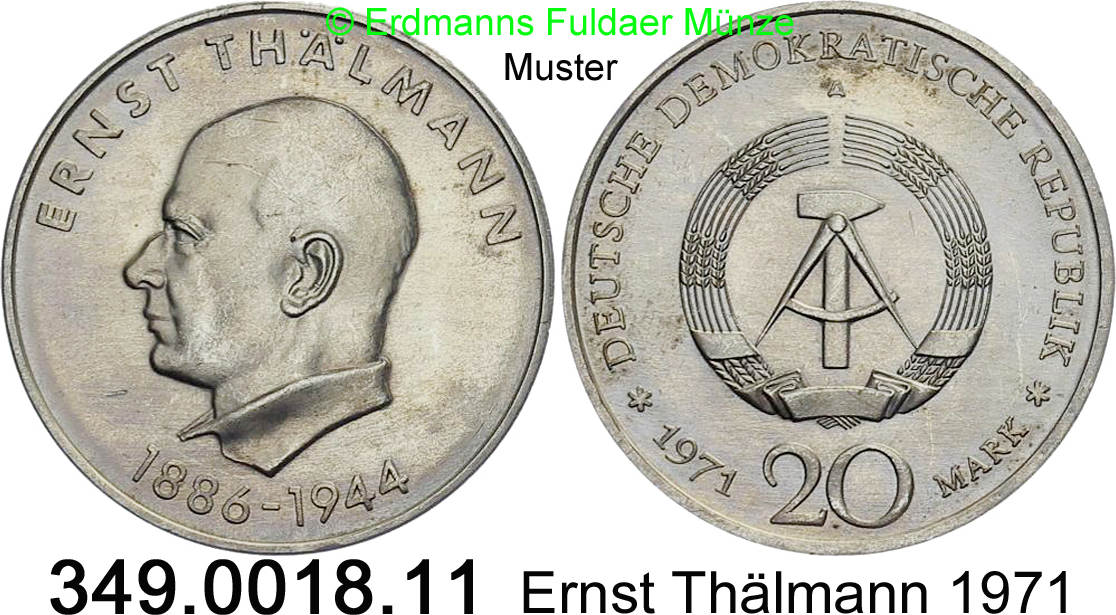 Ddr Münze 20 Mark Ernst Thälmann 1971 Wert www.ma-shops.de