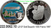 Congo Brazzaville Republik Kongo 1000 Francs *34 KM107 Luftschiff LZ 127 Zeppelin . 222.0062.10 -