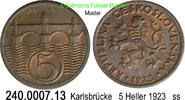 Tschechoslawakei 5 Heller *2 KM6 Karlsbrücke . 240.0007.13 -
