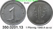 DDR Deutschland 1 Pfennig Ähre auf Zahnrad . 350.0201.13 -