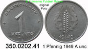DDR Deutschland 1 Pfennig Ähre auf Zahnrad . 350.0202.41 -
