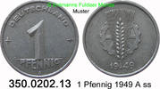 DDR Deutschland 1 Pfennig Ähre auf Zahnrad . 350.0202.13 -