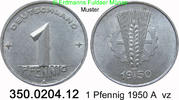 DDR Deutschland 1 Pfennig Ähre auf Zahnrad . 350.0204.12 -
