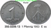 DDR Deutschland 1 Pfennig Hammer, Zirkel, Ähren . 350.0209.13 -