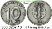 DDR Germany Deutschland DDR 10 Pfennig J. 1503 Ähre auf Zahnrad . 350.0257.13 -