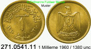 Egypt Ägypten 1 Millieme 1960 *99 KM393 . 271.0541.11 unc