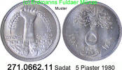 Egypt Ägypten 5 Piaster *224 KM502 Arm mit Zweig . 271.0662.11 -